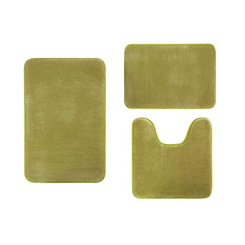 Badematte Set 3 Teilig rutschfest Badezimmerteppich Weiche Korallesamt Badteppich Badvorleger Saugfähiger WC-Vorleger Duschvorleger Waschbar Toilettenmatte Badezimmer Fussmatte (Grün, OneSize) von Dantazz