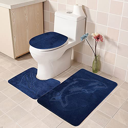 Dantazz Badematten Set 3 Teilig Badteppiche Stand WC Toilettensitz Dreiteiliges WC Garnitur Teppich, Weich Badezimmerteppich rutschfeste Waschbar Badvorleger WC Vorleger Set von Dantazz