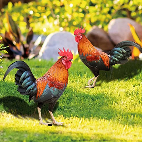 Dantazz Gartendeko Hähnen und Hühner Gartenhuhn Tiere Figuren Dekorative Lebensecht Huhn Gartenfiguren Deko Gartenstecker Henne Gartenstatue Geschenke Hinterhof Rasen Balkon Yard (A, OneSize) von Dantazz