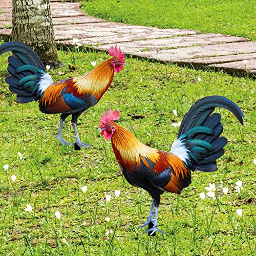 Dantazz Gartenhuhn Deko für Außen Lebensecht Hähnen und Hühner Gartendeko Acryl Huhn Gartenstatue Lustiger Tierfigur Geschenke Henne Figuren Gartenstecker für Rasen Balkon Terrasse (A, OneSize) von Dantazz