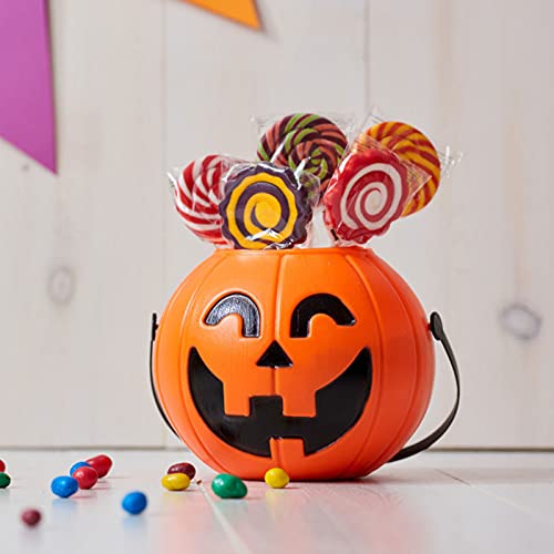 Dantazz Halloween 4 Stücke Kürbiskessel Kürbisform Süßigkeiten Eimer Tragekessel Tragbare Kessel Dekokessel Candy Bucket Halloween Party Dekoration (Orange, L) von Dantazz