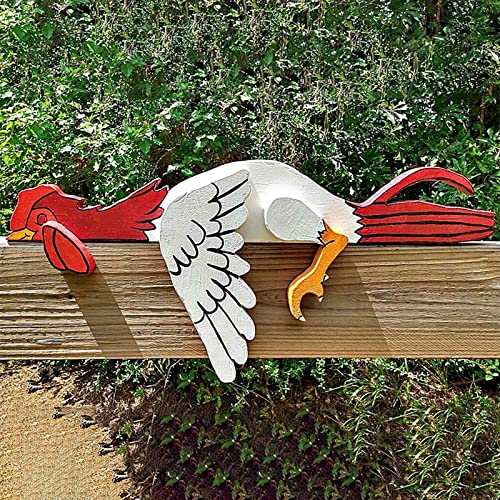 Dantazz Schlafendes Hahne Statue Zaundekoration, Niedliches 3D Huhn Deko auf Zaunwand, Lustige Schlafendes Huhn Ornament Kunsthandwerk Dekoration, für Garten Bauernhof Terrasse Veranda (Rot, 28x13cm) von Dantazz