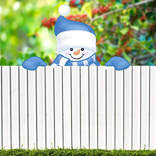 Dantazz Weihnachten Zaun Peeker Deko Weihnachten Gartenzaun Späher Ornament Weihnachtsdeko Schneemann Zaun Dekoration Weihnachtsschmuck Weihnachtszaun Deko für Outdoor Garten Höfen (Blau, OneSize) von Dantazz