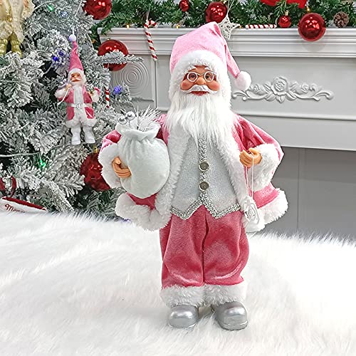 Dantazz Weihnachtsmann Figur Deko Weihnachtsschmuck Weihnachtswichtel Ornament Zuhause Nikolausfigur Weihnachten Kinder Geschenk Spielzeuge Stehende Weihnachtsmann Puppe Weihnachtsdeko (Rosa, 30cm) von Dantazz