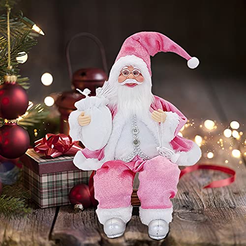 Dantazz Weihnachtsmann Figur Deko Weihnachtsschmuck Weihnachtswichtel Ornament Zuhause Nikolausfigur Weihnachten Kinder Geschenk Spielzeuge Stehende Weihnachtsmann Puppe Weihnachtsdeko (Rosa-1, 30cm) von Dantazz