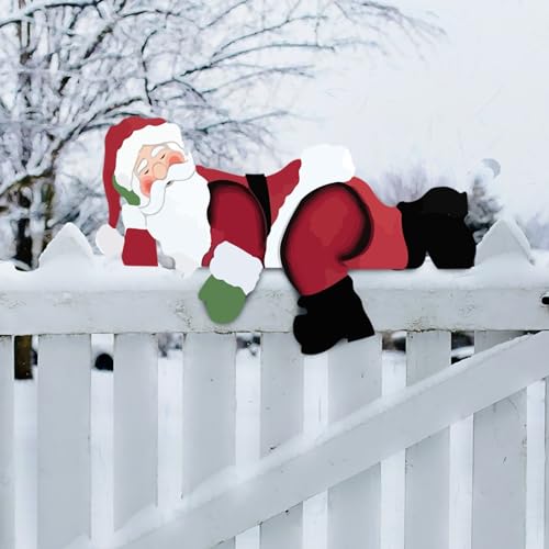 Dantazz Weihnachtsmann Zaun Peeker Deko Weihnachten Gartenzaun Späher Ornament Weihnachtsschmuck Schneemann Zaun Dekoration Weihnachtdeko Outdoor Garten Höfen Weihnachtszaun Dekor (Rot, OneSize) von Dantazz