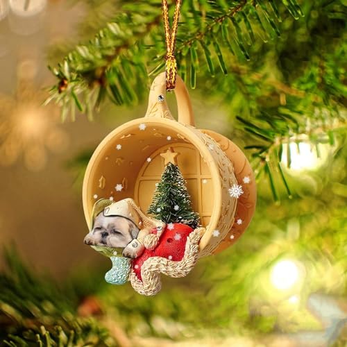 Dantazz Weihnachtsschmuck Weihnachten Katze Eichhörnchen Ornament Acryl Tier-Figur Hängende Dekoration Weihnachtsbaum Ornament Christbaumschmuck Weihnachtsanhänger Weihnachten Deko (J1, OneSize) von Dantazz