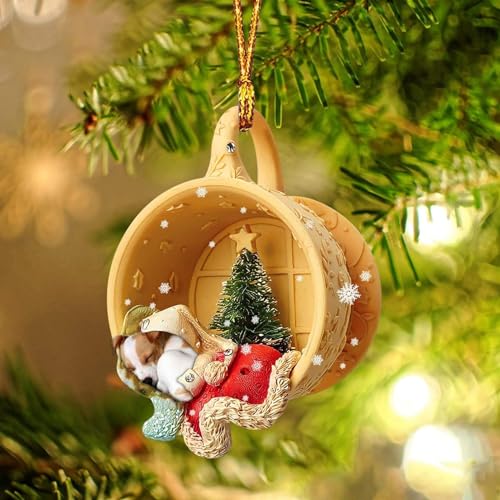 Dantazz Weihnachtsschmuck Weihnachten Katze Eichhörnchen Ornament Acryl Tier-Figur Hängende Dekoration Weihnachtsbaum Ornament Christbaumschmuck Weihnachtsanhänger Weihnachten Deko (J3, OneSize) von Dantazz