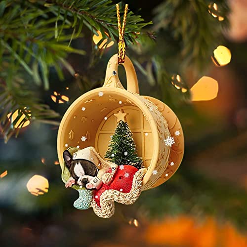 Dantazz Weihnachtsschmuck Weihnachten Katze Eichhörnchen Ornament Acryl Tier-Figur Hängende Dekoration Weihnachtsbaum Ornament Christbaumschmuck Weihnachtsanhänger Weihnachten Deko (N, OneSize) von Dantazz