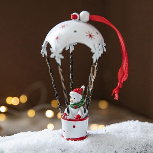 Weihnachten Heißluftballon Fallschirm zum Anhängen Metall Weihnachtsanhänger Deko mit Weihnachtsmann Schneemann Rentier Weihnachtsschmuck Retro Weihnachts-Heißluftballon Ornament (B, OneSize) von Dantazz