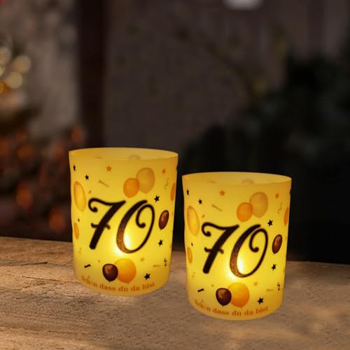 16 Stück Windlicht Tischdeko 70 Geburtstag, Deko 70. Happy Birthday Tischdeko,Geburtstagsdeko Frau und Mann,Geeignet für Kerzen oder Teelichter (70 Jahre alt) von Dantolo