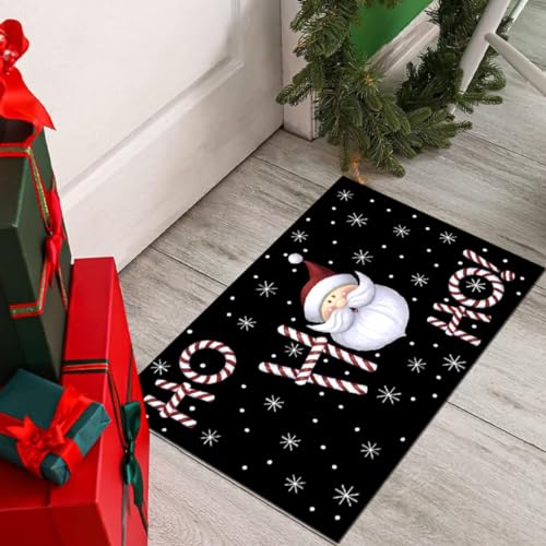 Danwinty Fußmatte Weihnachten für Außen und Innen,rutschfest Weihnachtsteppich Waschbar Eingangstürmatte Fussmatte für Eingang, Haustür & Flur Winter Weihnachtsdeko Schwarz (40 x 60 cm, Style5) von Danwinty