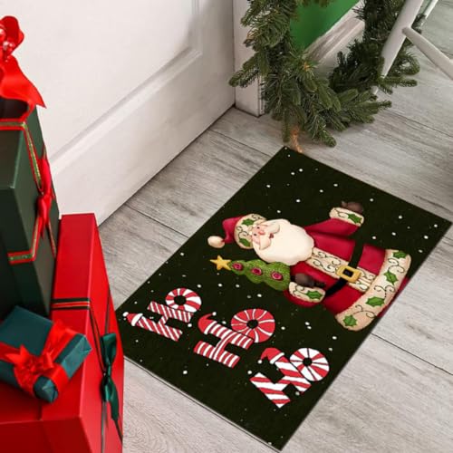 Danwinty Fußmatte Weihnachten für Außen und Innen,rutschfest Weihnachtsteppich Waschbar Eingangstürmatte Fussmatte für Eingang, Haustür & Flur Winter Weihnachtsdeko Schwarz (60 x 90 cm, Style3) von Danwinty