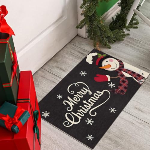 Danwinty Fußmatte Weihnachten für Außen und Innen,rutschfest Weihnachtsteppich Waschbar Eingangstürmatte Fussmatte für Eingang, Haustür & Flur Winter Weihnachtsdeko Schwarz (60 x 90 cm, Style2) von Danwinty