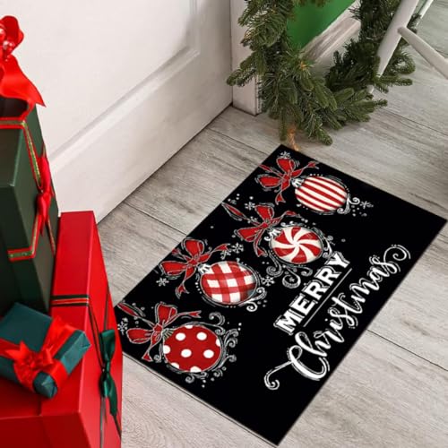 Danwinty Fußmatte Weihnachten für Außen und Innen,rutschfest Weihnachtsteppich Waschbar Eingangstürmatte Fussmatte für Eingang, Haustür & Flur Winter Weihnachtsdeko Schwarz (80 x 120 cm, Style6) von Danwinty