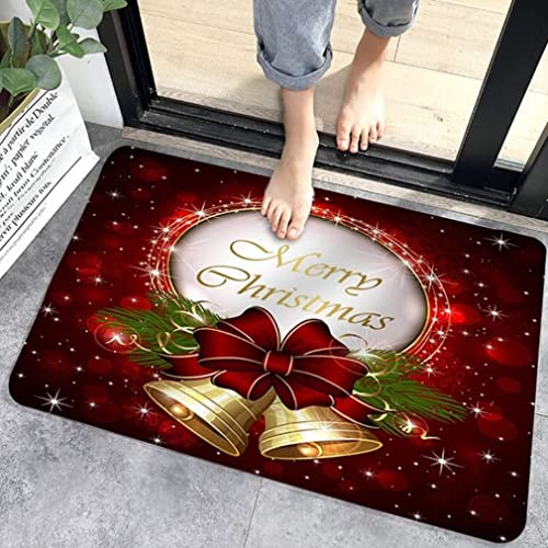 Danwinty Fußmatte Weihnachten für Haustür Außen und Innen Weich Weihnachtsteppich mit Weihnachtsmuster Rutschfester Lang Teppich Waschbar Eingangsteppich Winter Weihnachtsdeko (Style1, 50x80cm) von Danwinty