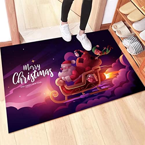 Danwinty Fußmatte Weihnachten für Haustür Außen und Innen Weich Weihnachtsteppich mit Weihnachtsmuster Rutschfester Lang Teppich Waschbar Eingangsteppich Winter Weihnachtsdeko (Style2, 50x80cm) von Danwinty