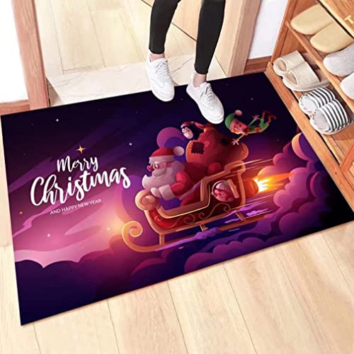 Danwinty Fußmatte Weihnachten für Haustür Außen und Innen Weich Weihnachtsteppich mit Weihnachtsmuster Rutschfester Lang Teppich Waschbar Eingangsteppich Winter Weihnachtsdeko (Style2, 80x120cm) von Danwinty