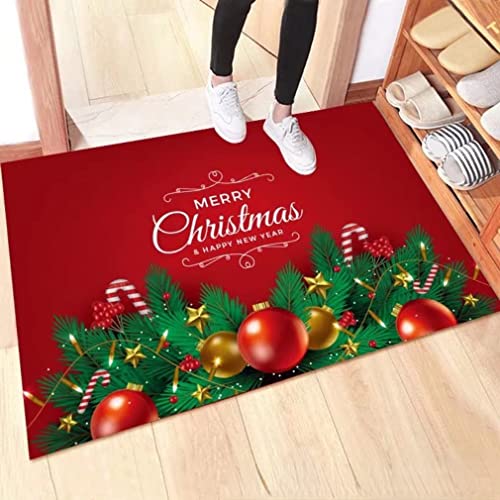 Danwinty Fußmatte Weihnachten für Haustür Außen und Innen Weich Weihnachtsteppich mit Weihnachtsmuster Rutschfester Lang Teppich Waschbar Eingangsteppich Winter Weihnachtsdeko (Style5, 60x90cm) von Danwinty