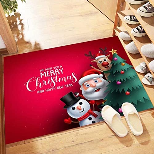 Danwinty Fußmatte Weihnachten für Haustür Außen und Innen Weich Weihnachtsteppich mit Weihnachtsmuster Rutschfester Lang Teppich Waschbar Eingangsteppich Winter Weihnachtsdeko (Style6, 50x80cm) von Danwinty