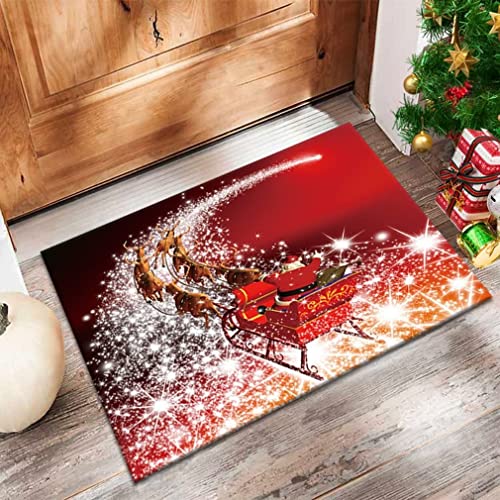 Danwinty Fußmatte Weihnachten für Haustür Außen und Innen Weich Weihnachtsteppich mit Weihnachtsmuster Rutschfester Lang Teppich Waschbar Eingangsteppich Winter Weihnachtsdeko (Style7, 40x60cm) von Danwinty