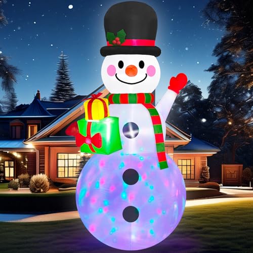 2,44M Aufblasbarer Weihnachtsschneemann FüR Den AußEnbereich Integrierte Bunte Led-Lichter Aufblasbarer Schneemann Mit Geschenkbox Aufblasbare Hofdekoration FüR Den AußEnbereich Feiertagsparty Dekor 2,44M Aufblasbarer Weihnachtsschneemann FüR Den AußEnbereich Integrierte Bunte Led-Lichter Aufblasbarer Schneemann Mit Geschenkbox Aufblasbare Hofdekoration FüR Den AußEnbereich Feiertagsparty Dekor von Danxilu