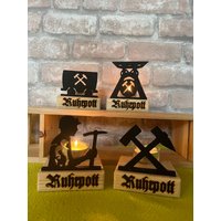 Teelichthalter Ruhrpott Schlägel Und Eisen Windlicht Holzdeko Geschenk Geschenkidee Mitbringsel Dekoration Wohndeko Deko Diy Förderturm Lore von DanysDekoweltShop