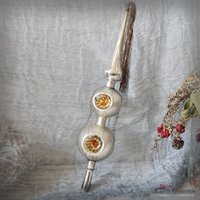 Reflex-Christbaumspitze 31 cm ~ 6 Farbige Einstiche Und Tinselschweif Weihnachtsbaum Bauernsilber Nostalgie Weihnacht Hx4678 von DanysVintageShop