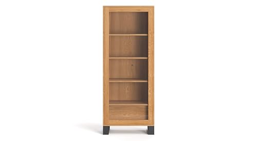 Axel Vitrine aus Massivholz Eiche – Standvitrine mit Glastür und Regalböden – Hochwertiges Wohnzimmermöbel im modernen Design 100x45x205 cm von Danzz