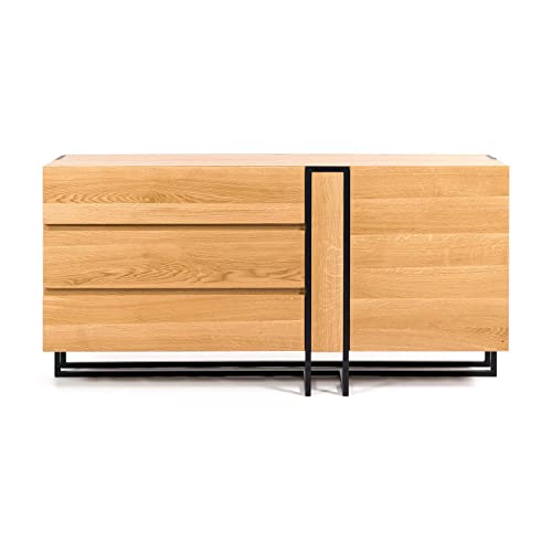 Danzz Morino-Holzkommode aus massivem Eichenholz, Schrank mit Ablagen aus echtem Holz im modernen Stil, handgefertigte Möbel aus Massivholz, 45x160x80 cm von Danzz