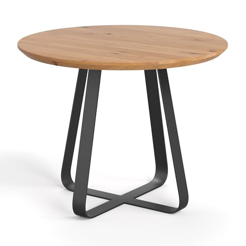 Danzz Runder Tisch Loop aus massivem Eichenholz mit Metallbeinen (100 cm) von Danzz