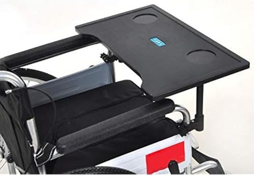 DaoGeSir ABS Rollstuhl Tablett Tisch Mit 2*Getränkehaltern Rollstuhltisch Abnehmbarer Tragbarer Rollstuhl Lap Tablett Tisch Therapietisch Für Manuell Angetriebene Oder Elektrische Rollstühle von DaoGeSir
