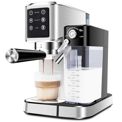 DaoWhisper Espressomaschine 20 Bar, Touchscreen Espressokocher mit Automatischem Milchaufschäumer für Cappuccino Latte, Expresso Kaffeemaschine für Zuhause mit Dual-Heizsystem und Doppelpumpe DaoWhisper Espressomaschine 20 Bar, Touchscreen Espressokocher mit Automatischem Milchaufschäumer für Cappuccino Latte, Expresso Kaffeemaschine für Zuhause mit Dual-Heizsystem und Doppelpumpe von DaoWhisper