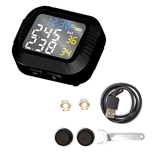 Daoco Motorrad Reifendruckkontrollgerät Mountainbike Drahtloses Reifendruckkontrollinstrument Kleines tragbares wasserdichtes Reifendruckkontrollsystem TPMS-Detektor von Daoco