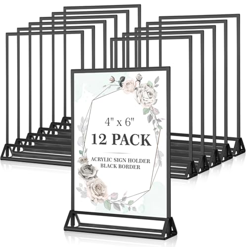 Acryl-Schilderhalter, 12,7 x 17,8 cm, doppelseitig, schwarzer Bilderrahmen, Aufsteller, Tischplatte, transparenter Display-Ständer, Menü-Flyer-Halter für Hochzeit, Party (bietet rutschfeste Matten) Acryl-Schilderhalter, 12,7 x 17,8 cm, doppelseitig, schwarzer Bilderrahmen, Aufsteller, Tischplatte, transparenter Display-Ständer, Menü-Flyer-Halter für Hochzeit, Party (bietet rutschfeste Matten) von Daofary