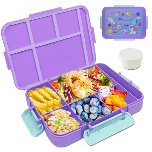 Daover Brotdose Kinder mit Fächern, Bento Box Kinder, Auslaufsicher Lunchbox 1200ml, Brotbox für Mädchen & Jungen, Snackbox, Perfekt für Schule, Kindergarten & Ausflüge (Lila) von Daover