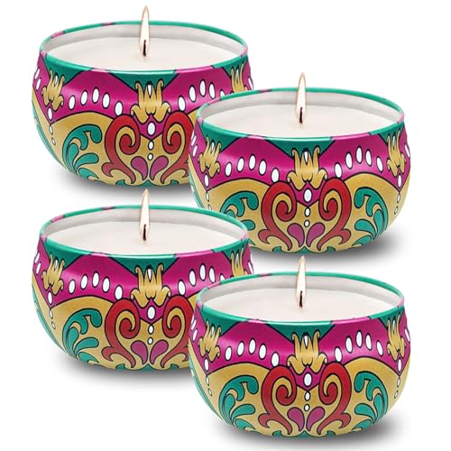 Daover Citronella Kerzen, 4 Stück 100% Outdoor Kerzen Natürliche Sojawachs Zitronella Kerze für Garten Camping Terrasse Reisen Picknick Pool Familientreffen Sommergeschenk, 35 Stunden Brenndauer von Daover