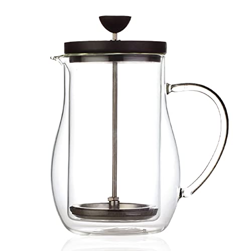 Daoyuan Doppelschichtige French Press Kaffeebereiter Aus Glas, Kaffeekanne Für Kaffee Oder Tee, Handfilter Kaffeepresse Aus Edelstahl Mit 3 Stufen Filter,Hitzebeständig,Tragbar,Spülmaschinenfest von Daoyuan