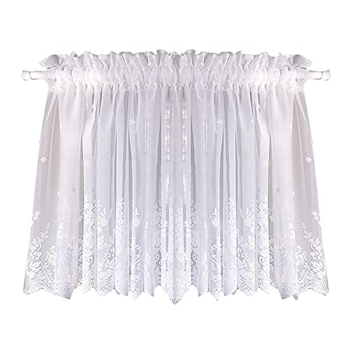 Daoyuan Voile Scheibengardine Halbtransparent Küchenvorhang,Modern Kleinfenster Wohnzimmer Cáfe gardinen Bistrogardine Vorhang Landhaus,Kurzstores Scheibengardinen für Küche/Schlafzimmer/Landhausstil von Daoyuan