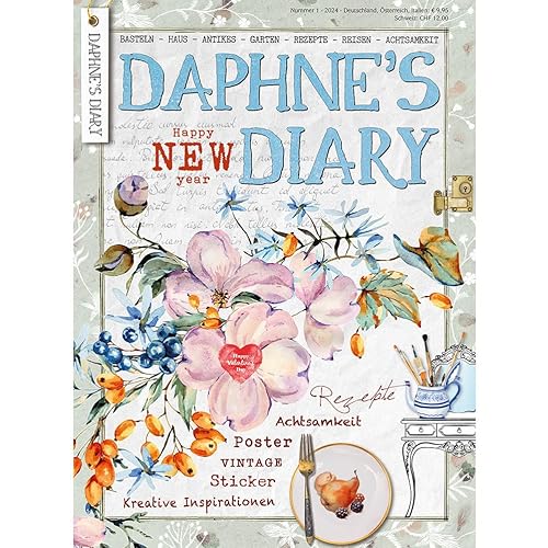 Daphne's Diary Magazine #1 2024 (DEUTSCH) | Kreatives Kunsthandwerk Arbeitsbuch | Interaktives Tagebuch-Magazin für Achtsamkeit, Ausmalen, Kunst, Kochen, Reisen | Voller kreativer Inspirationen von Daphne's Diary