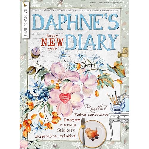 Daphne's Diary Magazine #1 2024 (FRANZÖSISCH) | Kreatives Kunsthandwerk Arbeitsbuch | Interaktives Tagebuch-Magazin für Achtsamkeit, Ausmalen, Kunst, Kochen, Reisen | Voller kreativer Inspirationen von Daphne's Diary