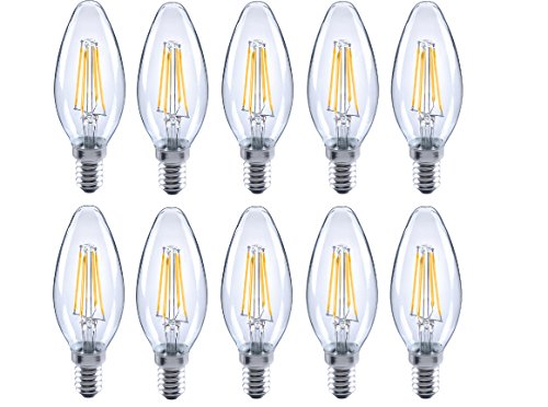 10 x hochwertige TüV zertifizierte LED Filament Leuchtmittel Kerzenform Kerzenlampe Lampen Fassung E14, 4 Watt Birne energiesparende LED Bulb (4) von Dapo