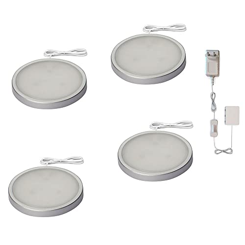 LED Unterbauleuchten 4er Set Licht Puck Leuchte Möbelanbauleuchte extra flach 4x1,5Watt 3000K von Dapo