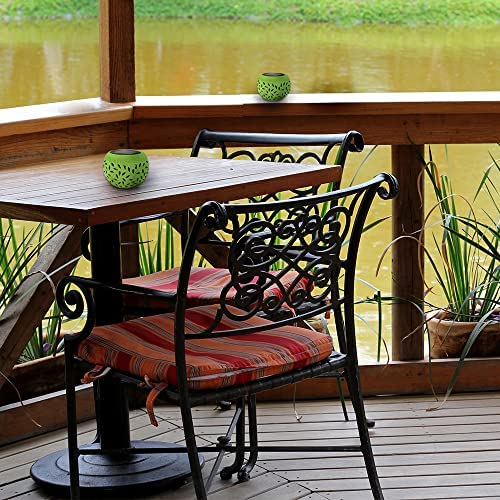 2 x LED-Solar-Windlicht Garten-Leuchte-Lampe Keramik lindgrün Solar-Tisch-Balkon-Terrasse-Dekorations-Leuchte von Dapo