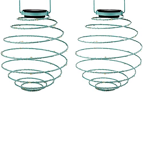 2 x Solar-Laterne SPIRALE zum hängen LED-Spiralleuchte Stimmungsleuchte IP44 Deko-Leuchte-Lampe Dekoration für Hauseingang Balkon Terrasse (LA9 19189B02-Türkis-blau) von Dapo
