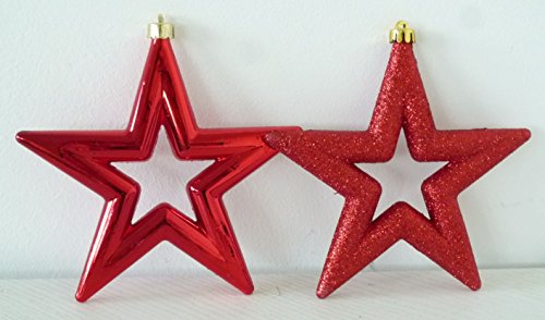 2 x bruchfeste Weihnachtssterne Stern D14cm Farbe rot Hänger Baum-Fensterschmuck von Dapo