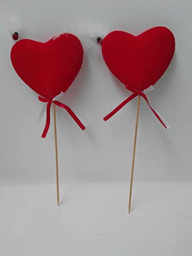 2 x trendige Herzstecker im Set Deko-Stecker Herz in rot 30 x 11cm Geschenkidee Gesteck von Dapo