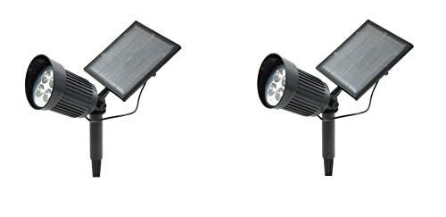 2x Hochleistungs-Solar-Pflanzen-Baum-Wand-Strahler-Spot NELIS, H:33 cm, D: 8,5 cm, 8LEDs 120lm, Kunststoff schwarz, IP44, Garten-Wege-Stecker-Leuchte-Lampe (2er Set) von Dapo