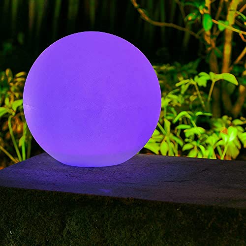 Dapo 2x Hochwertige LED-Außen-Garten-Solar-Kugel-Leuchte BIRTA mit Spieß, USB-Kabel und Fernbedienung, Reichweite 6m, Kunststoff, 2 x LED farbechselnd-tageslichtweiß, IP44, (Durchmesser 25cm) von Dapo