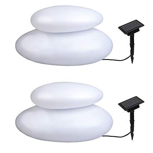 Dapo 2x große LED-Solar-Außen-Garten-Leuchte-Lampe DUO 34,5x39x31cm,16 LEDs warmweiß, IP44, Boden-Balkon-Terrassen-Treppen-Party-Dekorations-Stimmungs-Leuchte-Lampe (2er Set) von Dapo